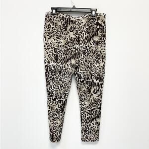 Chico's Womens 2 Brown Cheetah Print High Rise Pull On Stretch Cropped Leggings